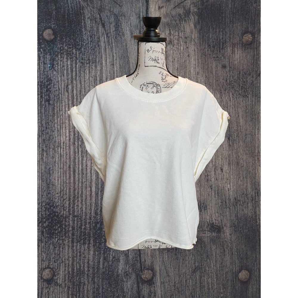 Calia Extended Shoulder Sleeveless Athletic Muscle Top Shirt Unbleached Cream L